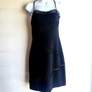 Rex Lester Black Dress Size 4 Lace Accents Spaghetti Straps Cocktail Y2K